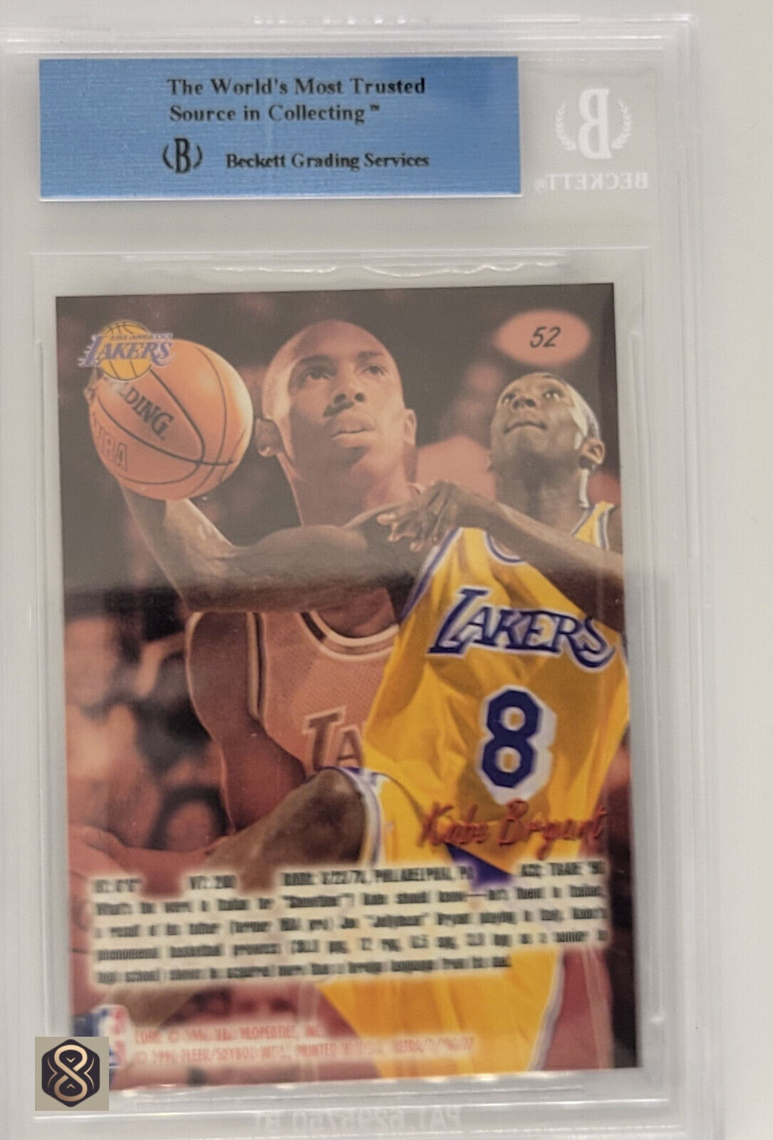 1996FleerUltra52KobeBryantRCRookieLakersBeckettAuthenticAltered_2