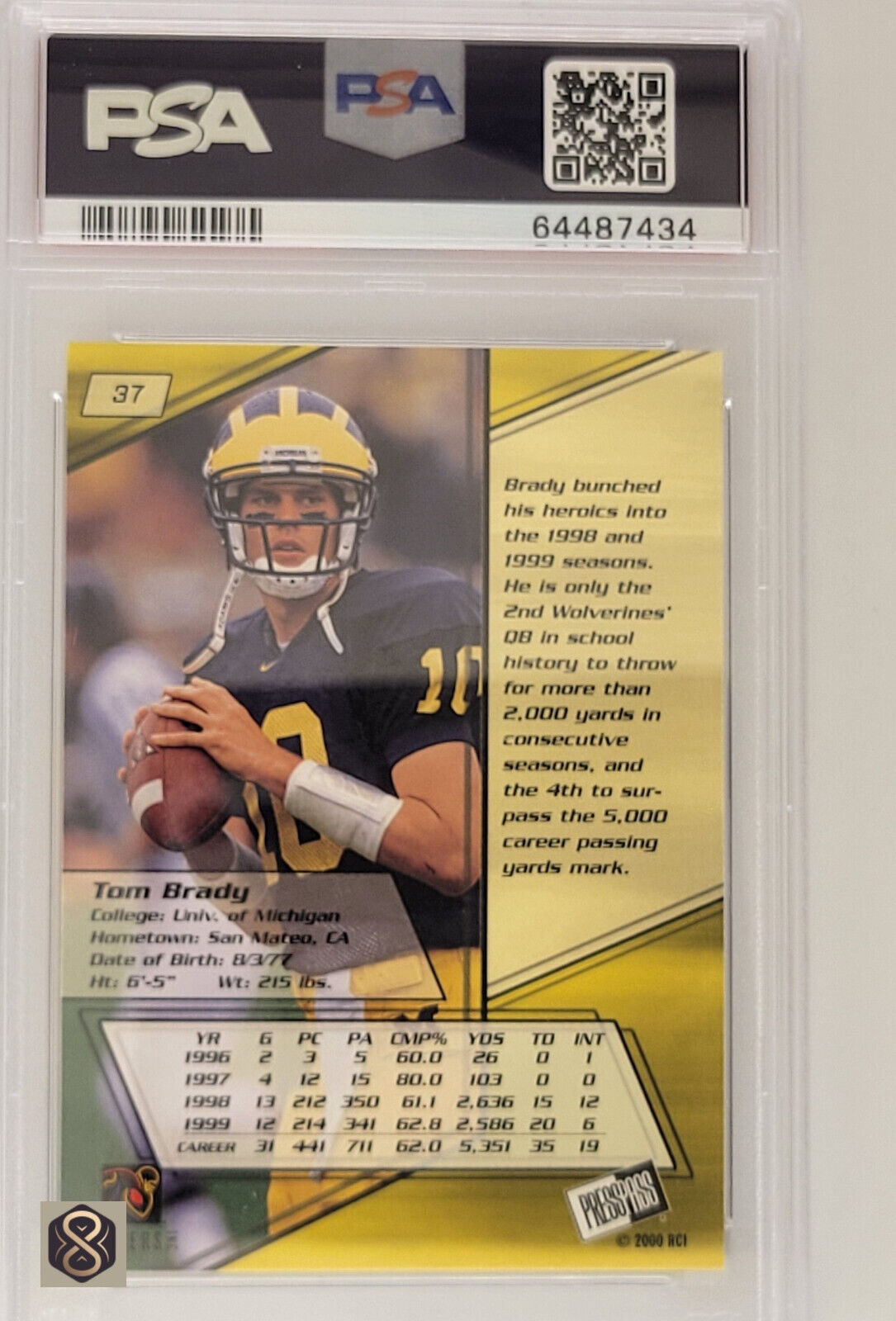 2000PressPassTomBradyRookieCardRC37PSA9MintGOAT_2