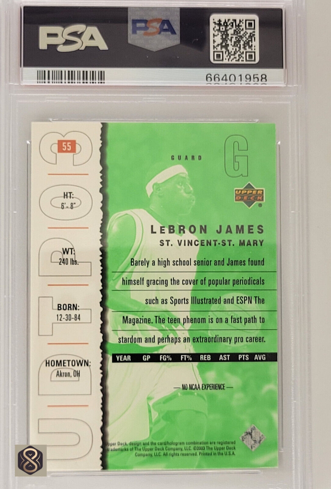 2003UDTopProspectsLebronJames55UpperDeckLALakersRCPSA9Mint_2