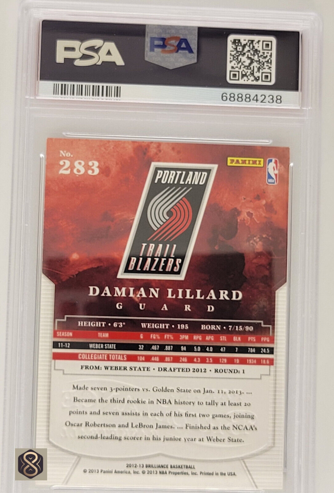 2012-13PaniniBrillianceDamianLillard283PSA9MINTRookieRC_2