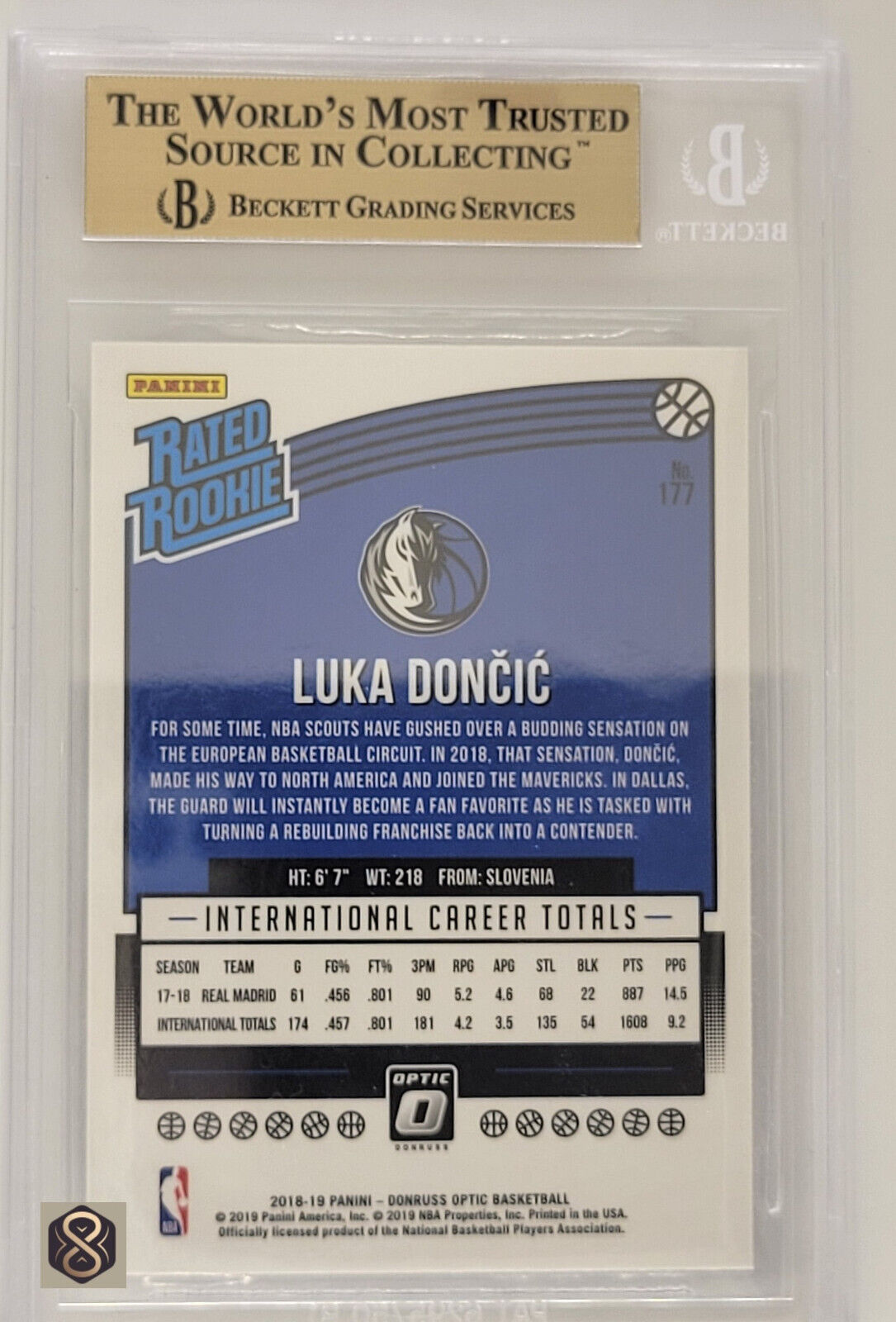 2018DonrussOptic177LukaDoncicRCRookieBGS95GemMINT_2