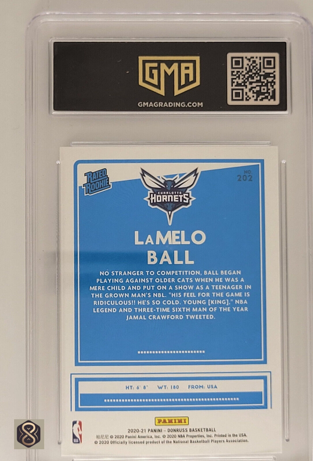 2020PaniniDonrussLameloBallRCGMA10GemMint202RatedRookieHornets_2