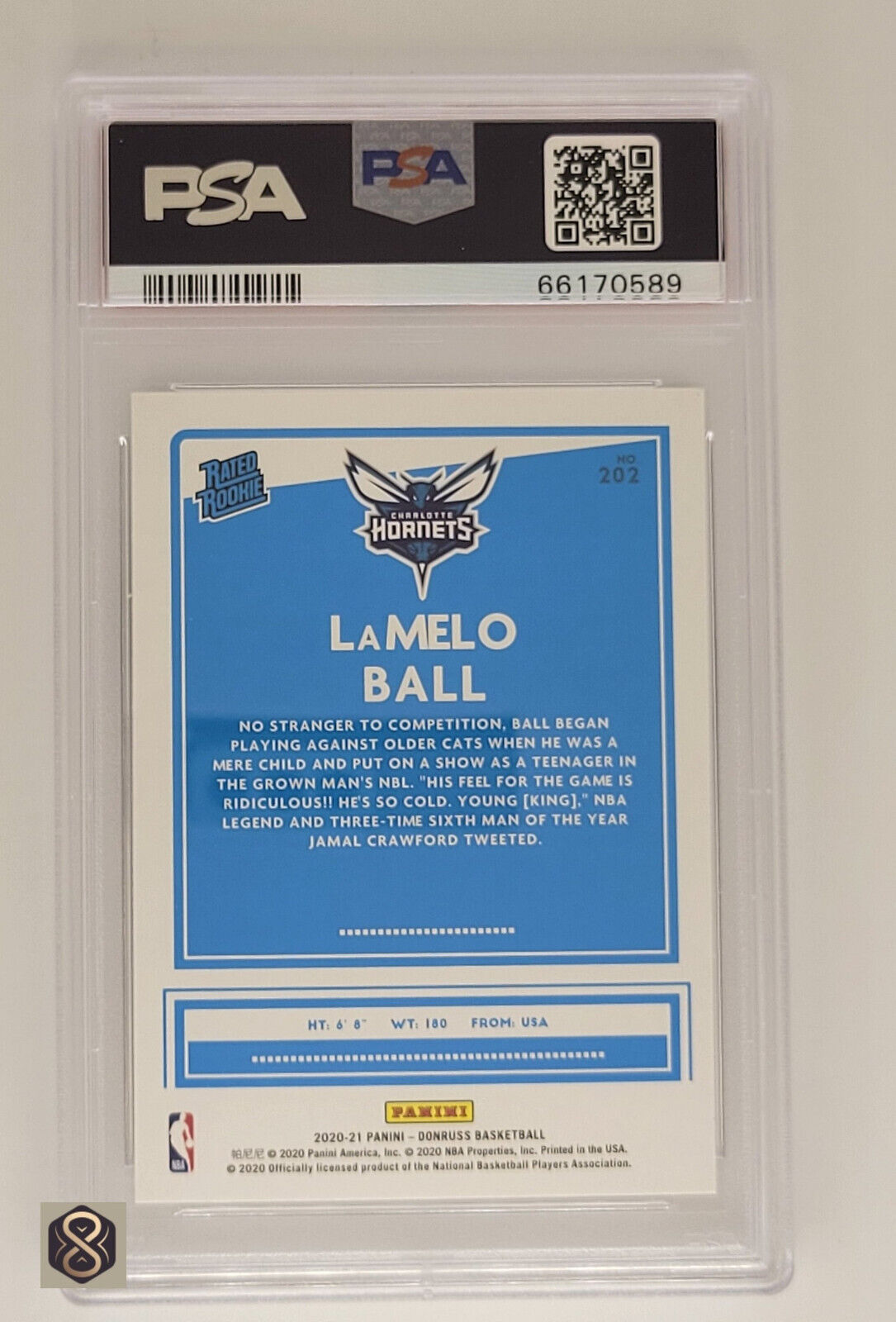 2020PaniniDonrussLameloBallRCPSA10GemMint202RatedRookieHornets_2