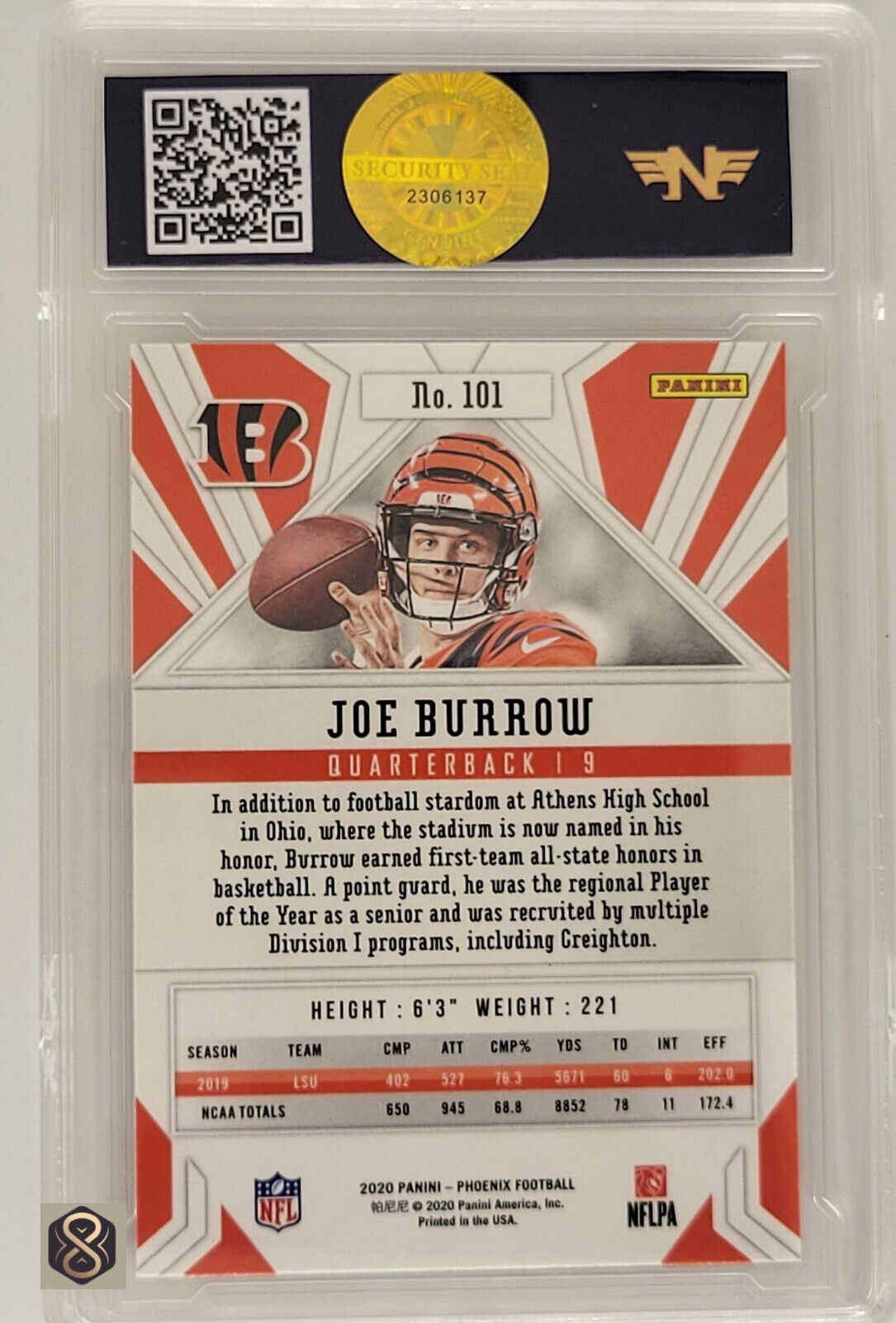 2020PaniniPhoenix101JoeBurrowCincinnatiBengalsRookie_2