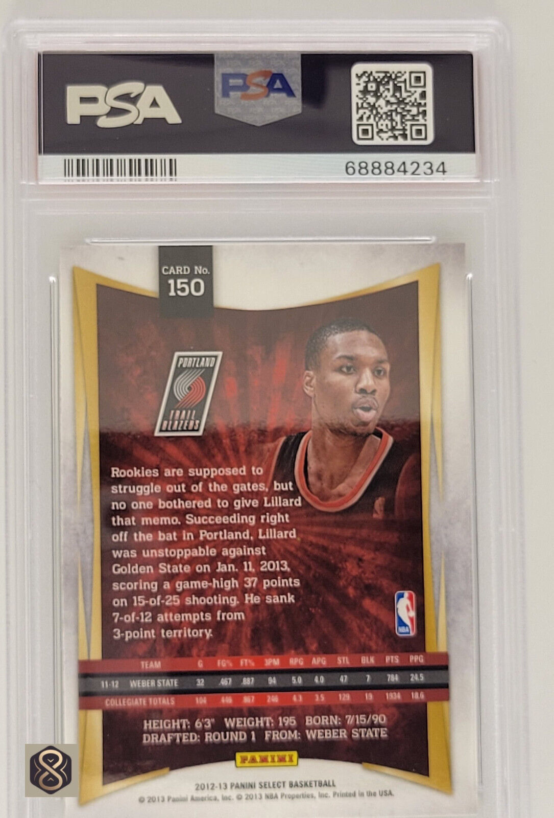 DAMIANLILLARD2012PANINISELECTROOKIERC150PSA7NM-MTTRAILBLAZERS_2