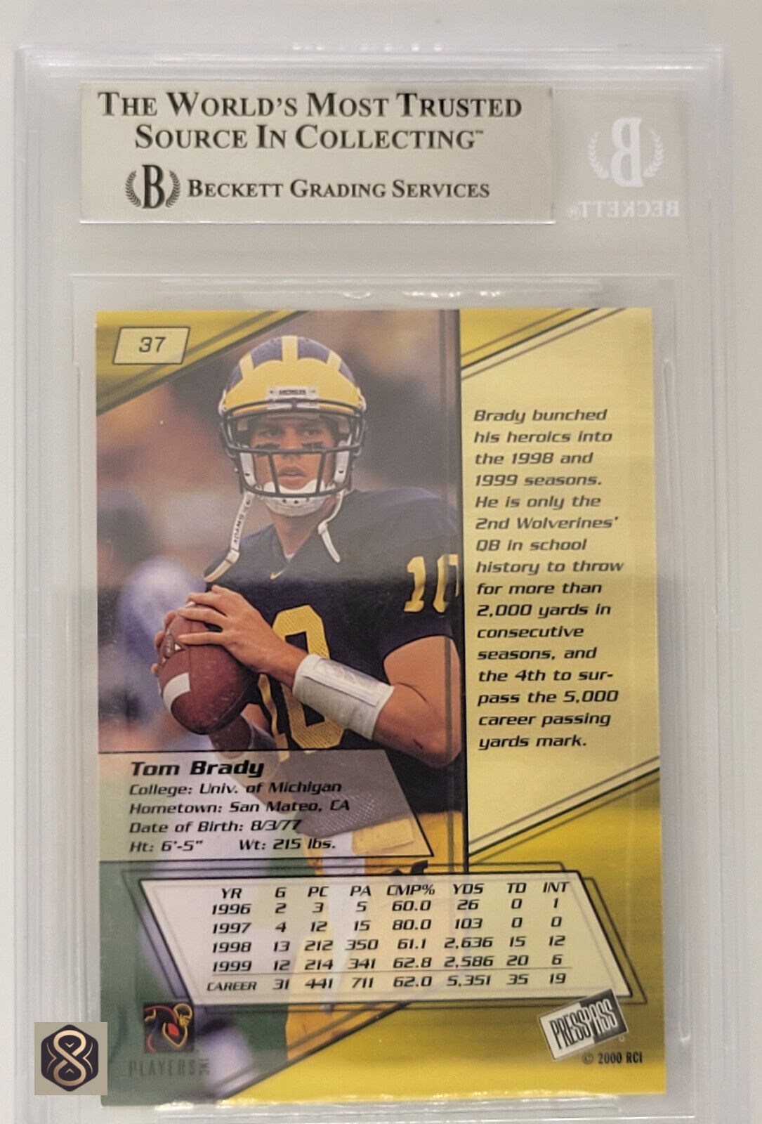 TomBrady2000PressPassGoldZoneBGS95GOATRookie_2